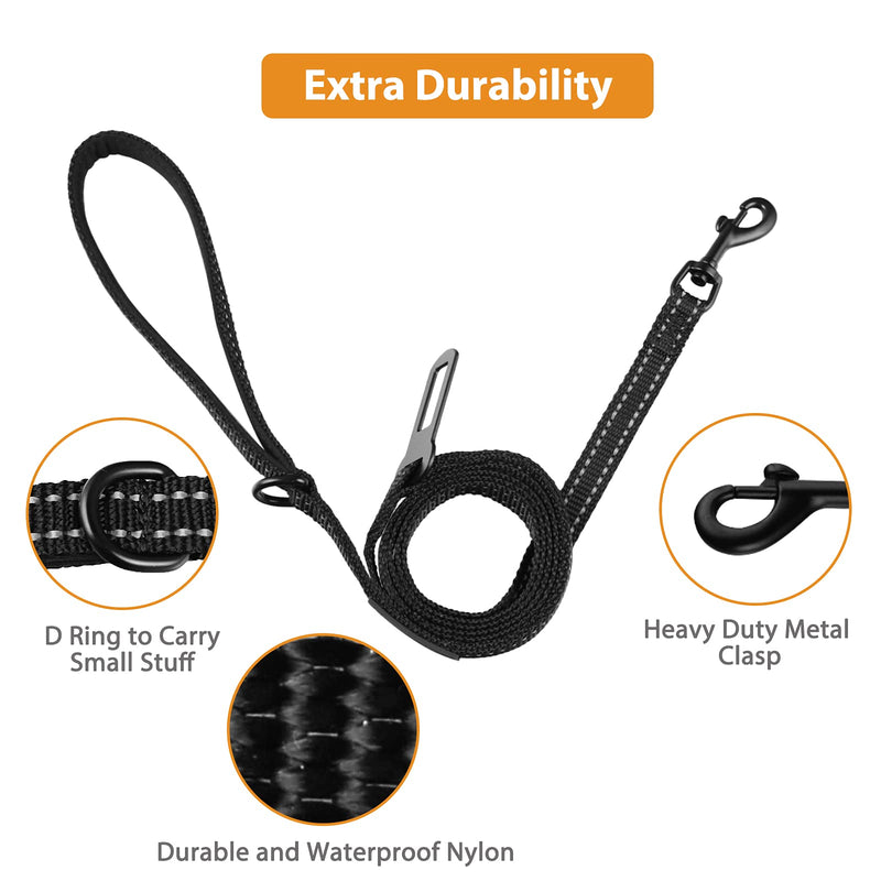 PetBonus 2 Pack Cat Leashes, Reflective Walking Nylon Leash, Escape Proof Clip and Cat Seat Belt, Pet Leash with 360 Degree Swivel Clip for Kittens, Puppies, Rabbits, Small Animals Black+Black - PawsPlanet Australia