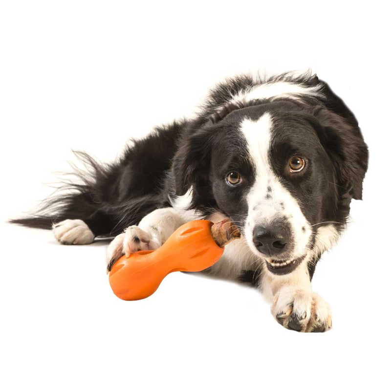 [Australia] - West Paw Zogoflex Qwizl Dog Puzzle Treat Toy – Interactive Chew Toy for Dogs – Dispenses Pet Treats – Brightly-Colored Dog Puzzles for Aggressive Chewers, Fetch, Catch, Non-Toxic, Made in USA Large Tangerine 
