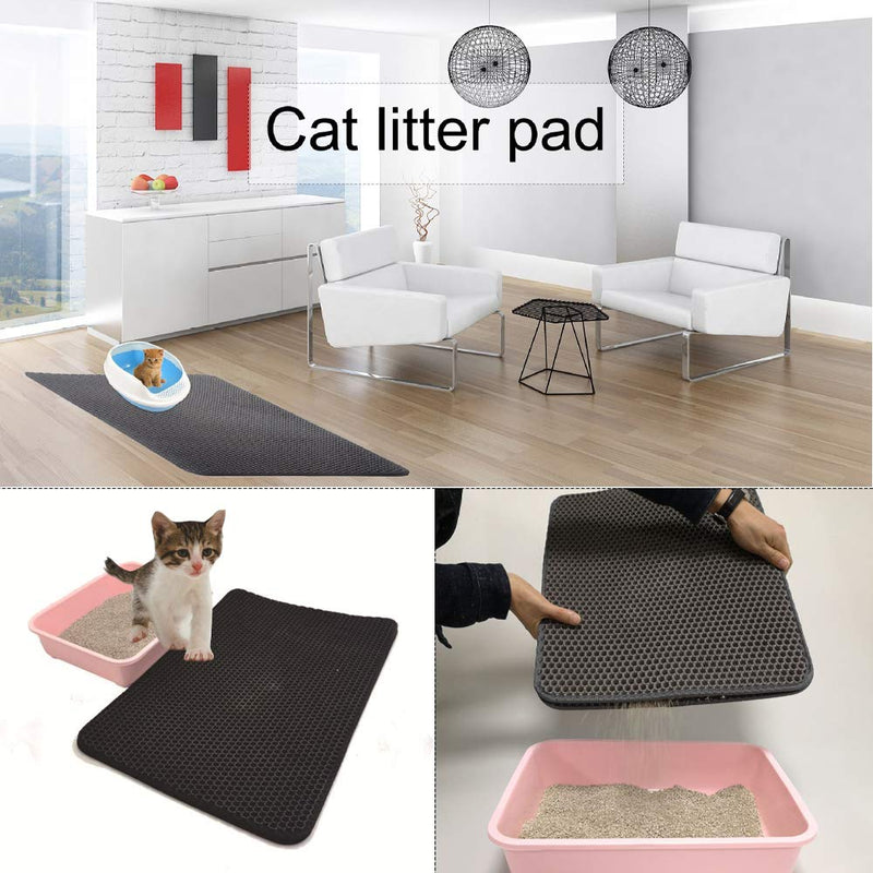 SENDILI Premium Cat Litter Mat - Waterproof Double Layer Design Washable EVA Material Cat Litter Trapper Mat, Black, 65 * 75 * 1.5cm 65*75*1.5cm - PawsPlanet Australia