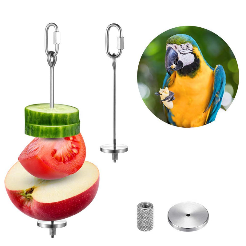 QX-Pet Supplies 2 Pack Stainless Steel Parrot Fruit Vegetable Stick Holder 12/20 cmBird Skewers Foraging Toy Hanging Food Bird Treat Skewerfor Hens Fowl Chickens Cockatoo Cockatiel Set 1-12&20cm - PawsPlanet Australia