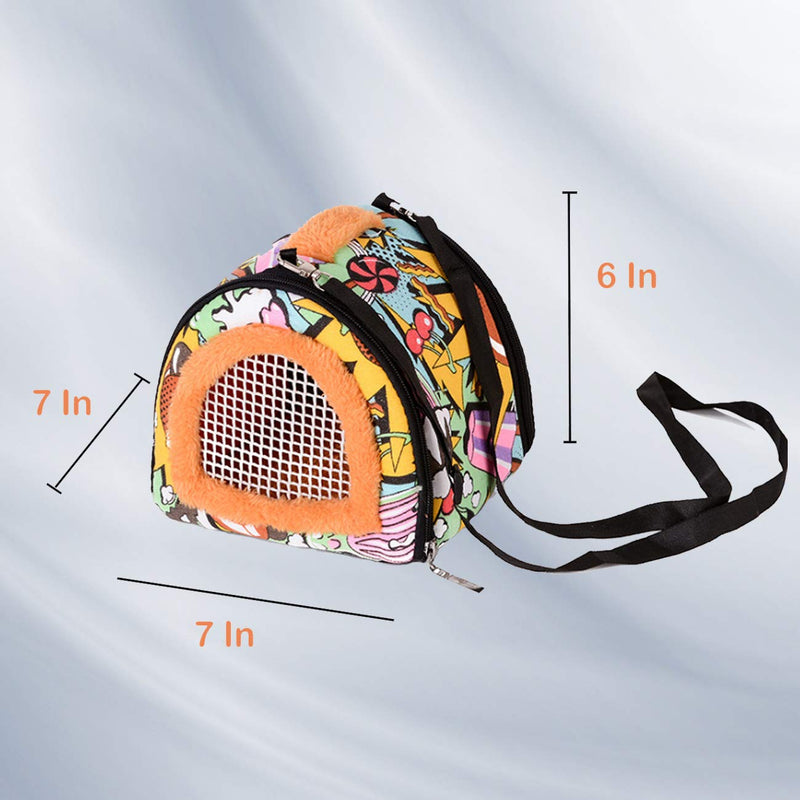 [Australia] - Linifar Hamster Carrier Bag, Breathable & Portable – Small Animal Travel Bag with Detachable Strap Zipper for Hedgehog Rat Squirrel Sugar Glider Tortoise 