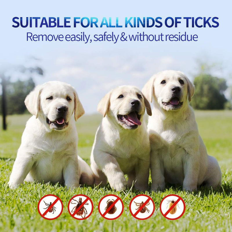 Banydoll Tick Removal Tool Set, 5 Pcs Professional Tick Remover Kit with 3 Tick Hooks, 1 Tick Removal Pen & 1 Lice Comb for Dogs/Cats/Horses/Humans blue - PawsPlanet Australia