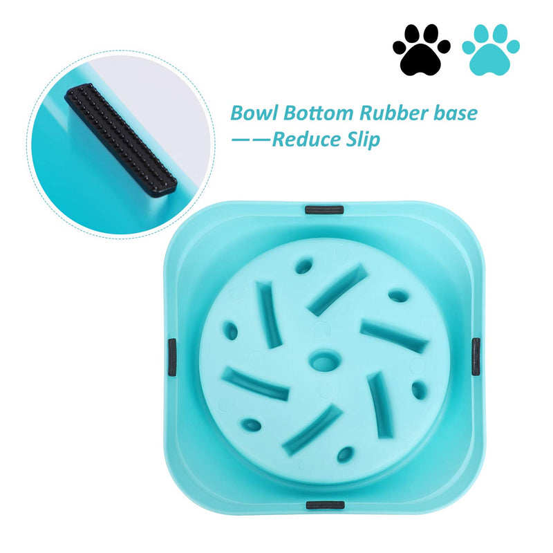 [Australia] - 2 Pack Plastic Dog Bowl Slow Eating Fun Feeder No Chocking Anti-gulp Slower Bowl Stop Bloat for Dogs Reduce Slip Puzzle Bowl for Small Puppy Medium Dogs Eco-Friendly Non-toxic Maze Bowl for Fast Eater C-blue+black 