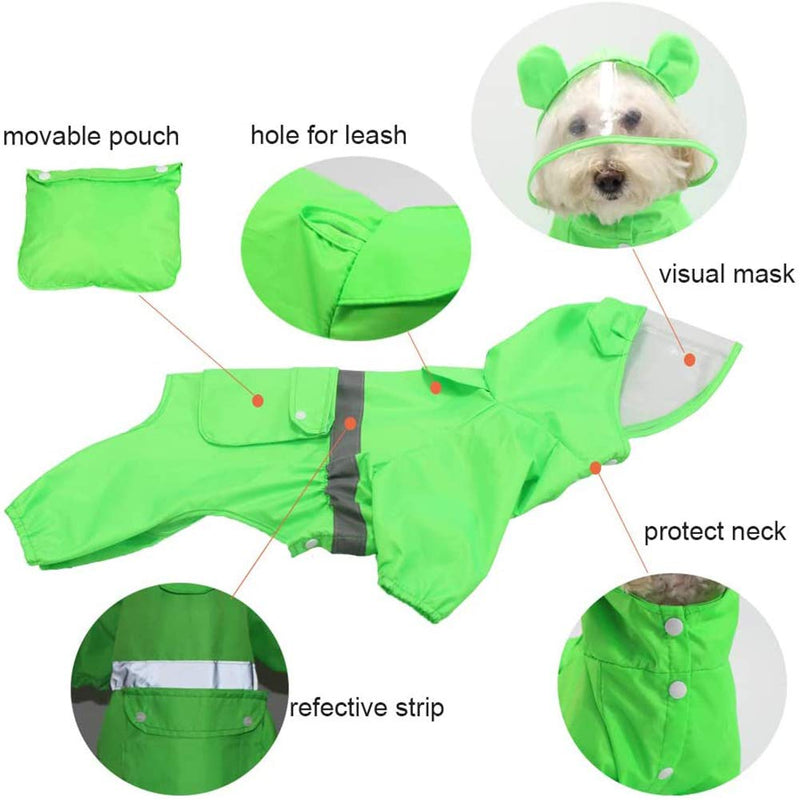 Homieco Dog Raincoat with Hoodie Reflective Safety Strips, Waterproof Jacket Light-Weight for Pet, Dog Clothes Rain/Water Resistant, Rain Vest for Medium Large Dog L - PawsPlanet Australia