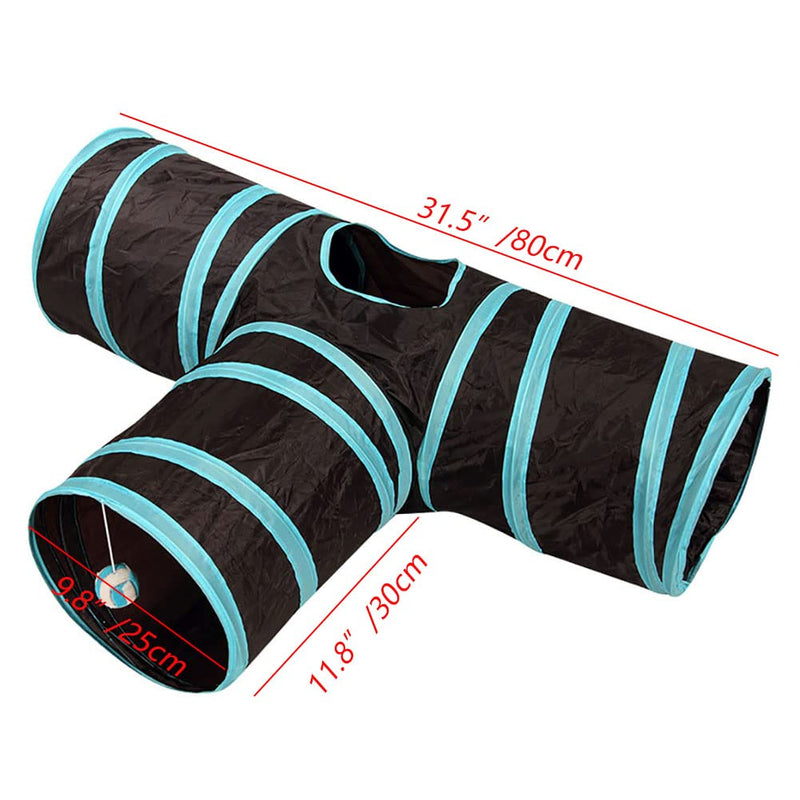 Alnicov Cat Tunnel Toy 3 WayT-Shaped Cat Tunnel Toys Outdoor Collapsible Crinkle Pet ToyLarge Indoor Foldable Play Tunnel Tubes - PawsPlanet Australia
