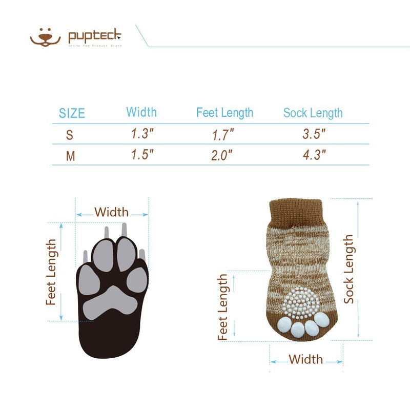PUPTECK Anti-Slip Dog Socks Pet Paw Protection for Indoor Wear S - PawsPlanet Australia