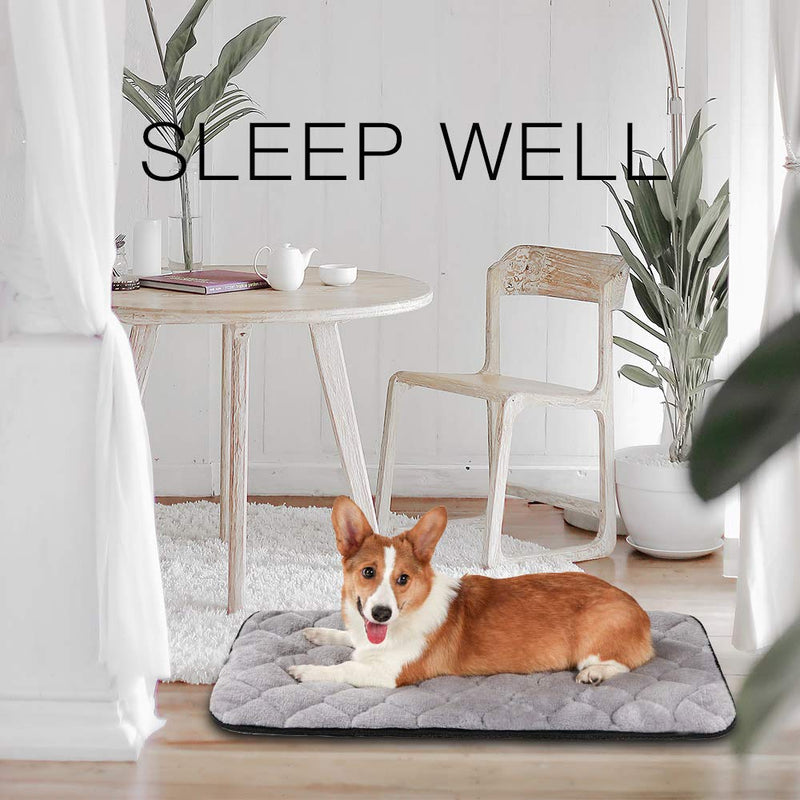 [Australia] - QIAOQI Dog Bed Crate Mat Kennel Pad | Washable Orthopedi Antislip Beds Cushion Padding 23-inch Grey 