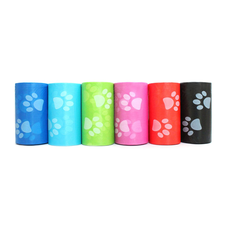 Downtown Pet Supply Dog Pet Waste Poop Bags with Leash Clip and Bag Dispenser - 180, 220, 500, 700, 880, 960, 2200 Bags 180 Bags Rainbow with Paw Prints - PawsPlanet Australia