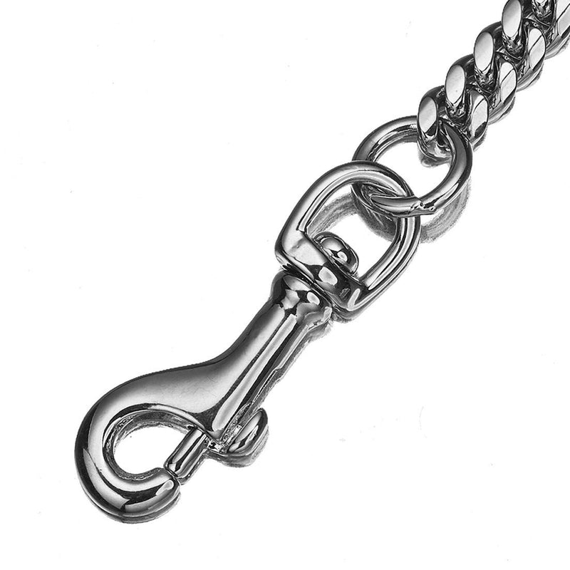 [Australia] - Aiyidi Premium Strong Stainless Steel Dog Leash, 2ft, 3ft, 4ft, Metal Dog Chain,12mm Silver Cuban Curb Chain Dog Leash, for Large & Medium & Small Pets, with Genuine Leather Handle 2ft (24inch) for Large dog 