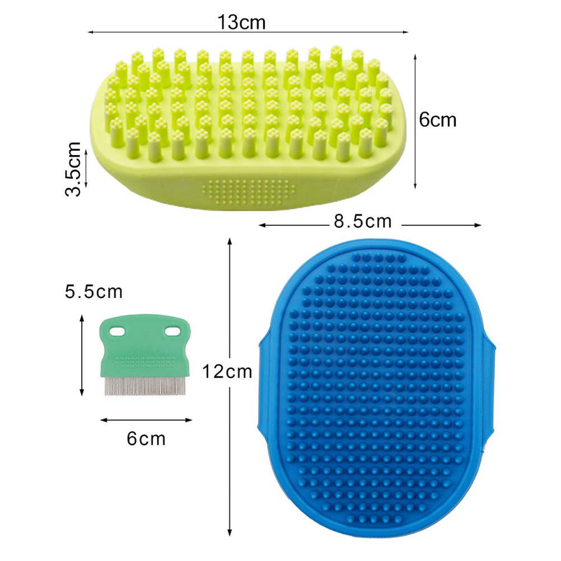 jlon 4 PCS Pet Bath Brush, Dogs Grooming Rubber Brush, Dog Soothing Massage Brush, Pet Shampoo Bath Brush for Long Short Haired Dogs and Cats - PawsPlanet Australia