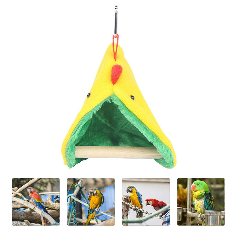 POPETPOP Bird Winter Plush Hut with Wooden Perch Stand - Parrot Sleeping Hammock Bed for Hamster Budgies Parakeet Cockatiels Cockatoo Lovebird - PawsPlanet Australia