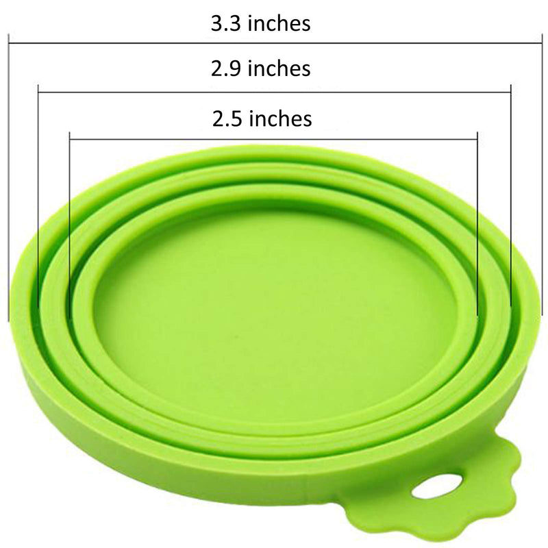 WOHENI 2 Pack Pet Food Can Cover, Universal Silicone Cat Dog Food Can Lids 1 Fit 3 Standard Size Can Tops, Fits Most Standard Size Dog and Cat Can Tops with 2 Spoons (Green, Blue) - PawsPlanet Australia