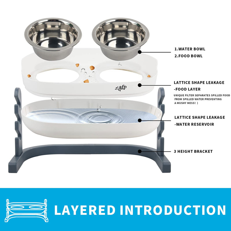 ALL FOR PAWS 3 In 1 Elevated Double Dinner, (44x26x19CM), Raised Pet Bowls for Cats and Dogs Adjustable Elevated Feeder Bowls, Good for Pets'Digestion and Joints(S) S - PawsPlanet Australia