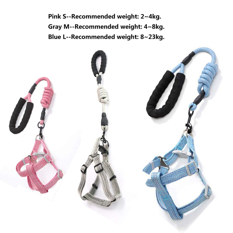 Yueser 3 Pieces Dog Leash Harness Adjustable Vest Harness Leash Set with Sponge Handle Dog Harness Perfect for Daily Training Walking Running (S M L) - PawsPlanet Australia