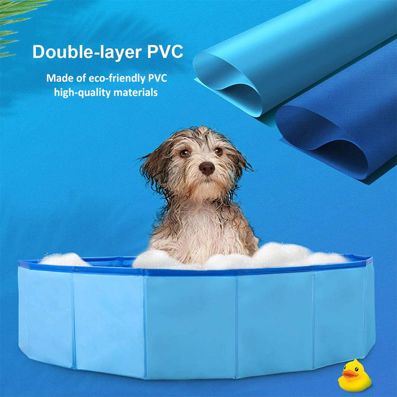YUIP Foldable Dog Swimming Pool, Pet Dog Cat Bathing Tub for Portable Baths for Puppies/Cats and Dogs, Suitable for Indoor and Outdoor Use of Pets (60x20cm) (Blue) Blue - PawsPlanet Australia