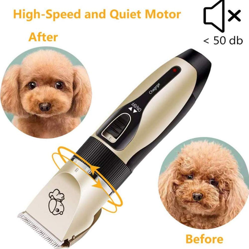 SUnMilY Dog Shaver Clipper for Grooming, Rechargeable Cordless Quiet Electric Hair Clippers Set for Puppy Cats Pets - PawsPlanet Australia