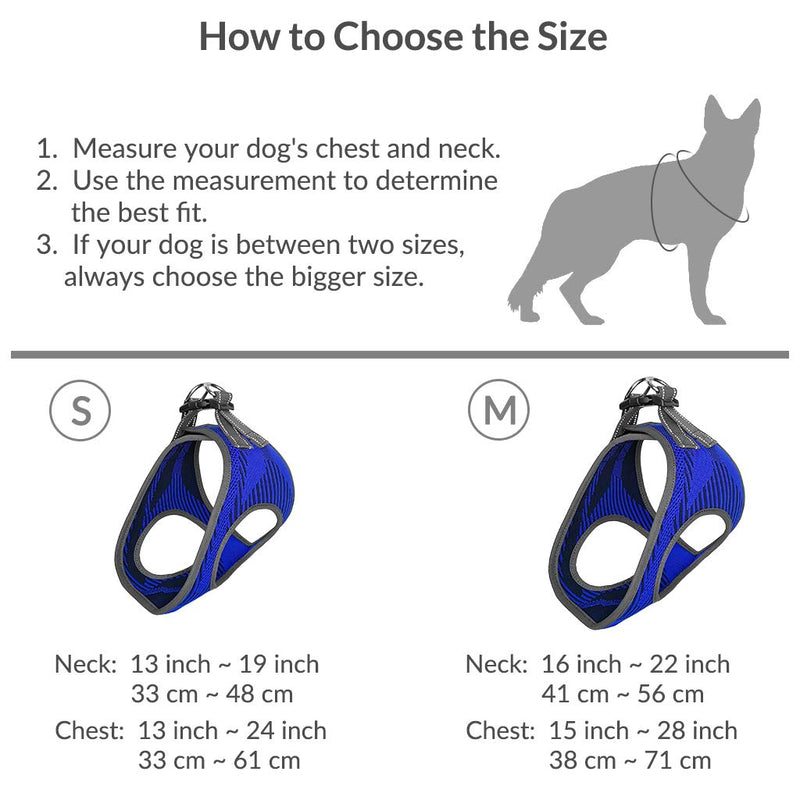 Aquatic Human No Pull Dog Harness, Front Clip Vest Harness Dog, Breathable Chest Padded Mesh Adjustable，Easy Control Outdoor Walking/Training, Medium Large Dog Harness, Blue, M M-Chest Size:38-71cm Blue 2 - PawsPlanet Australia