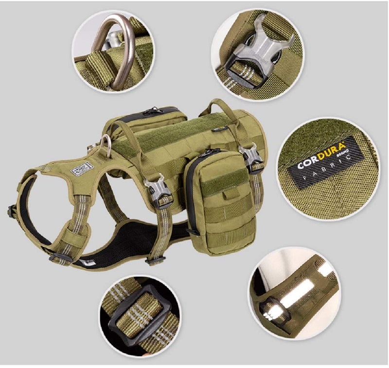 [Australia] - Chai's Choice Rover Scout High Performance Tactical Training Military Backpack - Service Dog Harness with Dupont Cordura Waterproof Fabric. Medium to Large Dogs.Please Use Sizing Chart at Left X-Large Army Green 