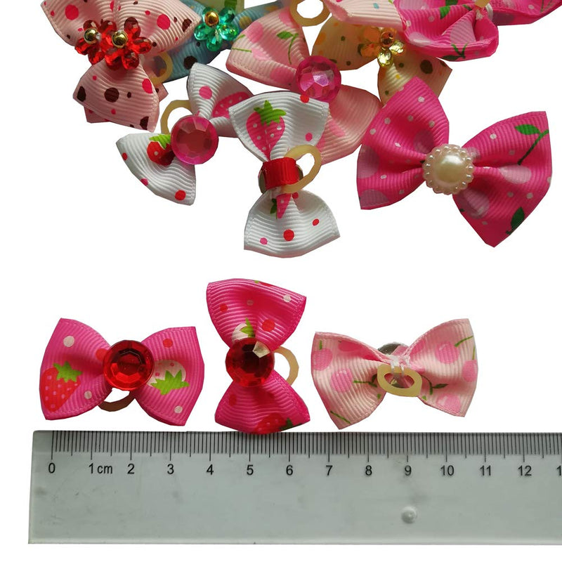 [Australia] - 20PCs/Pack Dog Bows Topknot Small Dog Hair Bows with Rubber Bands Pet Dog Grooming Bows Dog Hair Accessories Type 2 