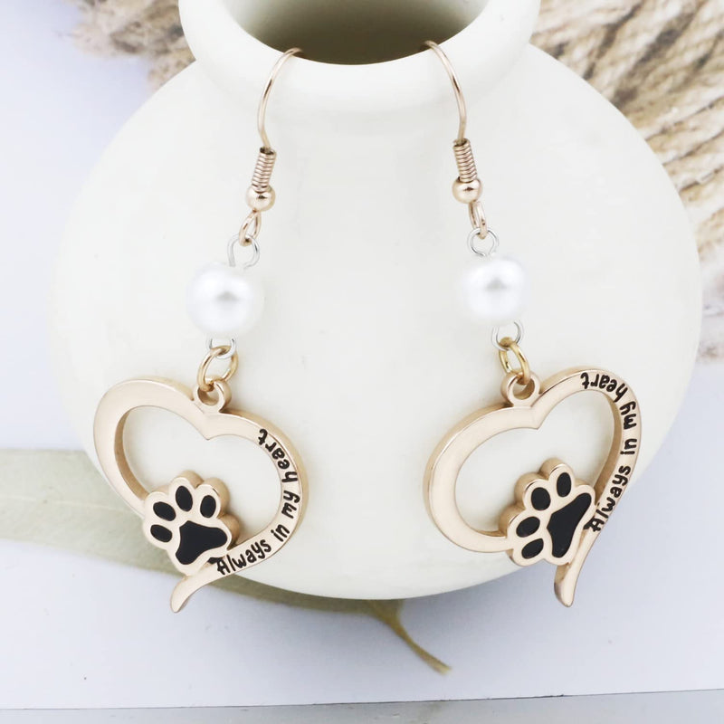 Dog Paw Print Necklace Always in My Heart Pendant Necklace Loss of Dog Remembrance Jewelry Pet Memorial Necklace Dog Lovers Gift Always in hear Ear RG - PawsPlanet Australia