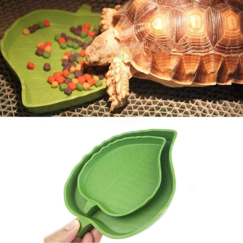 SLKIJDHFB 2Pcs Reptile Food Water Bowl, Leaf Shape Dish for Tortoise Snake Corn Feeding Plate 2 Sizes - PawsPlanet Australia