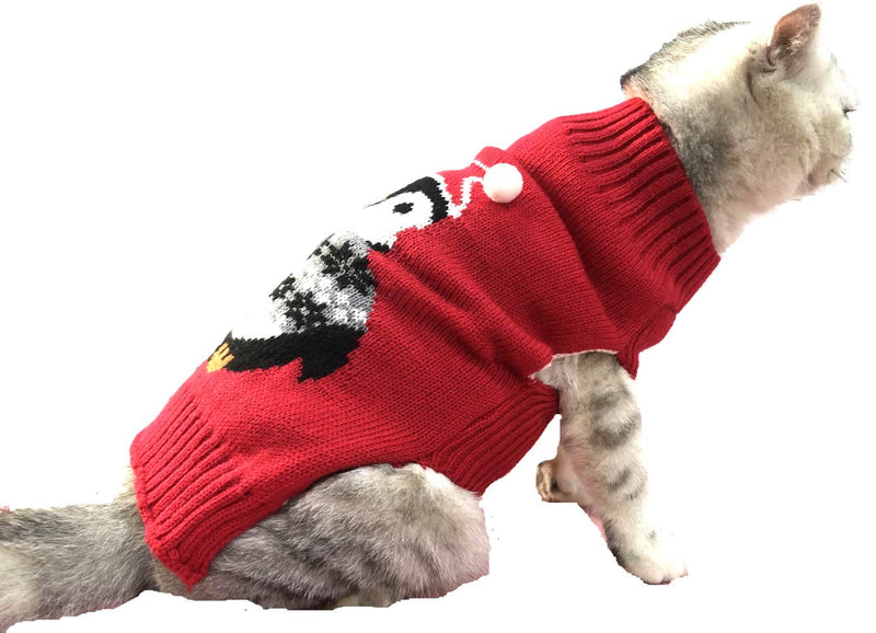 Lanyar Dog Reindeer Holiday Pet Clothes Sweater for Dogs Puppy Kitten Cats, Classic Red X-Small Penguin - PawsPlanet Australia