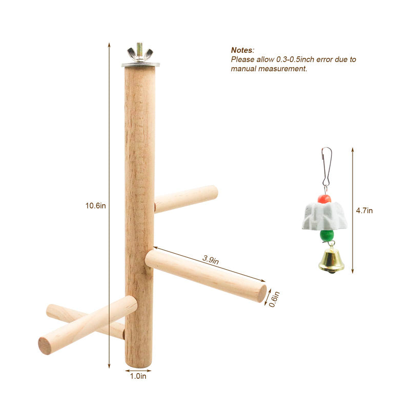 S-Mechanic 2pcs Bird Perch Nature Wood Top Wooden Branches Stand Toys in Bird cage for 3 or 4 Small Medium Parrots Budgies Parakeet Cockatiels Conure Lovebirds style-1 - PawsPlanet Australia