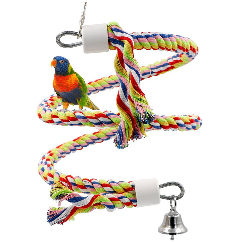 [Australia] - Rusee Rope Bungee Bird Toy, Small or Medium-Sized Parrot Toy Pure Natural Colorful Bead Cage Parrot Chewing Toy 