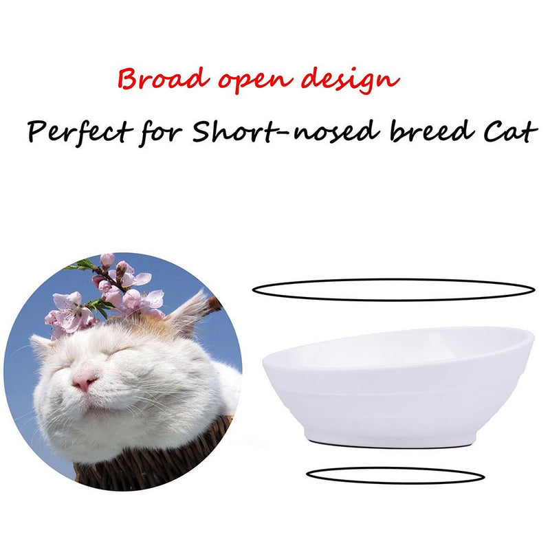 Da Jia Inc Premium Quality Wide Mouth Tilted Pet Bowl for Cats Small Animals with Anti-skid Rubber (White) White - PawsPlanet Australia