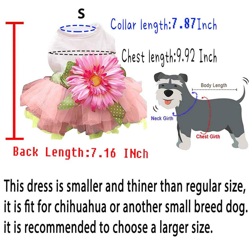 [Australia] - Petea Daisy Flower Gauze Tutu Dog Dress Vest Apparel Skirt Clothes Pet Puppy Bowknot Princess Clothes for Dogs and Cats Small 