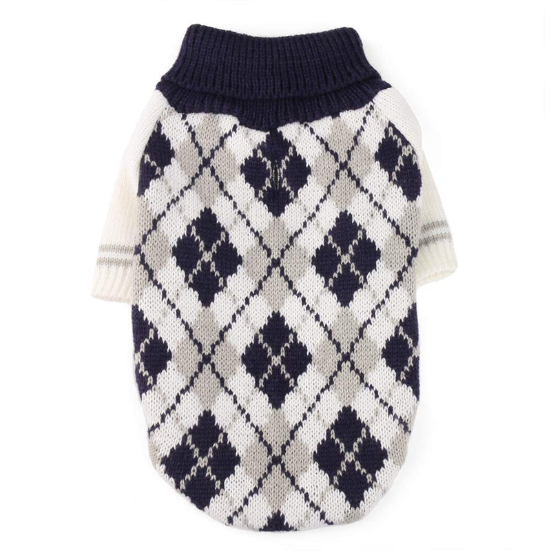 RilexAwhile Dog Sweater Dog Knit Sweater Diamond Plaid Dog Christmas Sweater Pet Sweatshirt with Harness Hole Winter Warm Dog Apparel Coat for Small Medium Dogs - PawsPlanet Australia