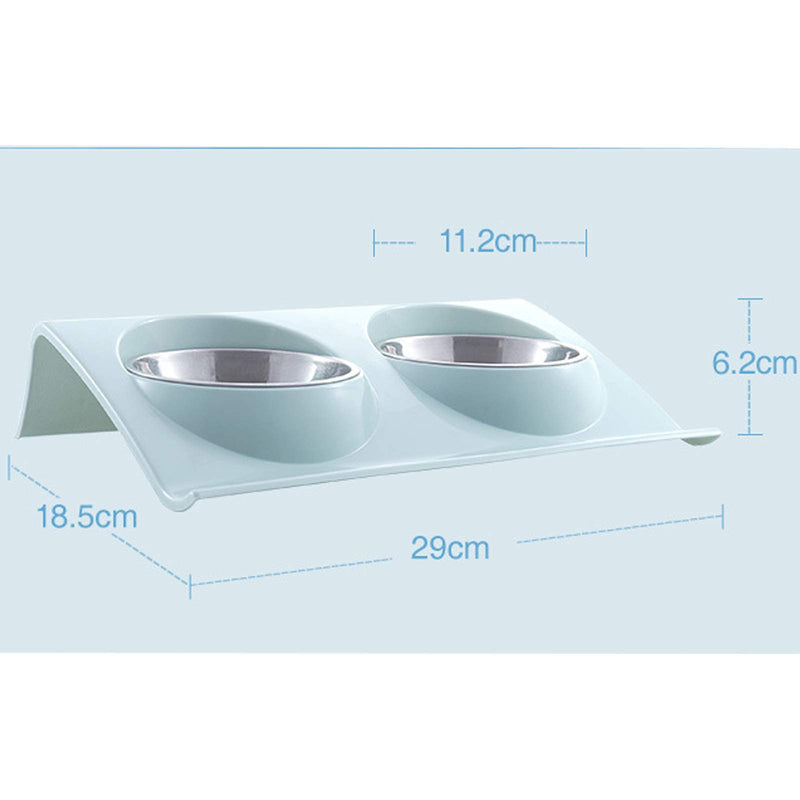 Cat Feeding Bowl,Water Bowls for Cats Dog Double Feeding Bowl Cat Bowl Feeder with Two Stainless Steel Bowls,Non-Slip, Angled Cat Food Bowl, Dog Bowl, Feeding Bowl Set for Cat Puppy Food and Water - PawsPlanet Australia