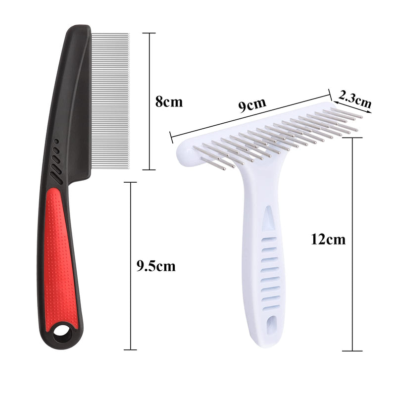 PHINGEER Double Row Undercoat Rake Comb, Hair Grooming Brush Comb Dog Grooming Tool 2pc Set, Removes Knots, Mats and Tangled Hair for Moult Long and Medium Hair Dog - PawsPlanet Australia