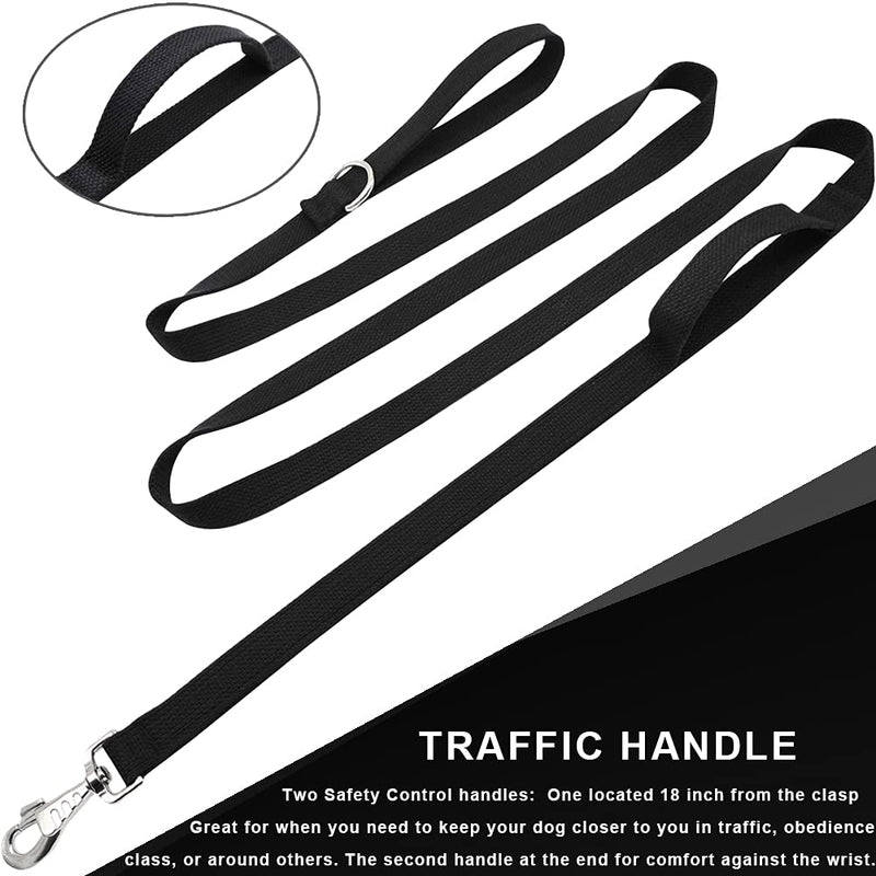 Hoanan 8ft Double Handle Traffic Dog Leash, Heavy Duty Tactical Dog Leash, Nylon Dog Training Leash with 2 Traffic Control Handle for Medium Large Breed Dogs black - PawsPlanet Australia