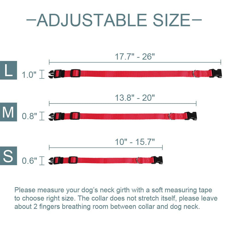 Kosttapaws 2 Pack Dog Collar, Adjustable Quick Release Puppy Nylon Collar, Breathable Durable Dog Collars with Secured Buckle and metal D-ring for Small Medium Large Dogs Cats Puppies S Red and Black - PawsPlanet Australia