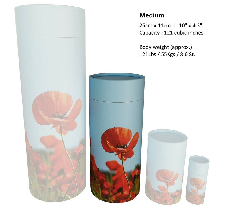 Scatter Tube Ashes Urn Plain Poppy Flower Adult child Large Medium Small Keepsake Pet (Extra Small) Extra Small - PawsPlanet Australia