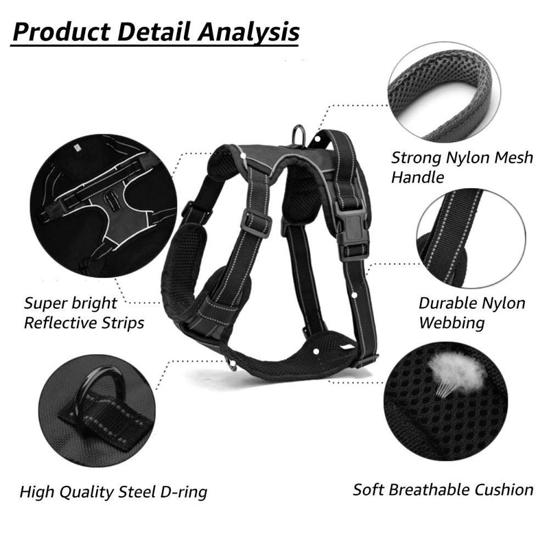 Beshine Adjustable No Pull Dog Harness, Front Clip Puppy Harness with Handle Reflective Breathable Mesh Lightweight Easy Control for Outdoor Walking Training (XS, Black) XS - PawsPlanet Australia