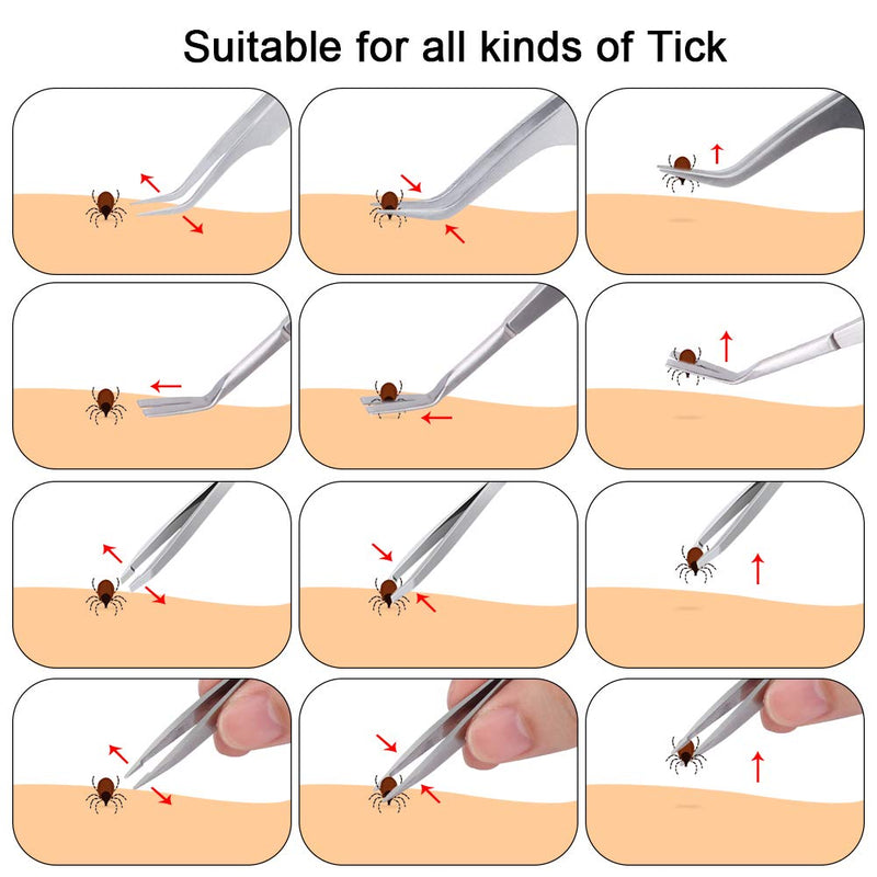 DIAOCARE Tick Remover Tool Set, 2PCS Stainless Steel Tick Hooks with Storage Box Easy Remove Ticks -Safe Tick Remover Kit Tick Tweezers for Humans, Dogs, Cats Tick Remover Set-1 - PawsPlanet Australia