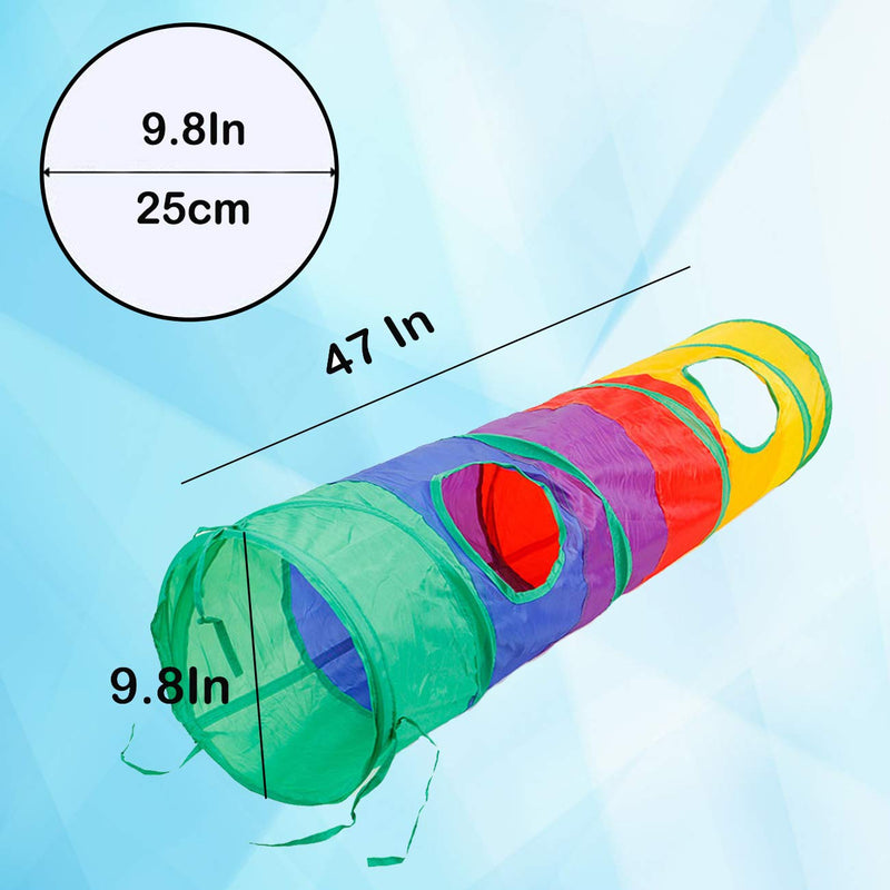 Linifar Bunny Tunnel, Size - 47 x 10 in, Small Animal Large Tunnel Collapsible Hideaway Tunnel Tube with 3 Pack Grass Ball Chew Toys for Rabbit Guinea Pig Hamster Chinchilla Gerbil Ferret Rat - PawsPlanet Australia