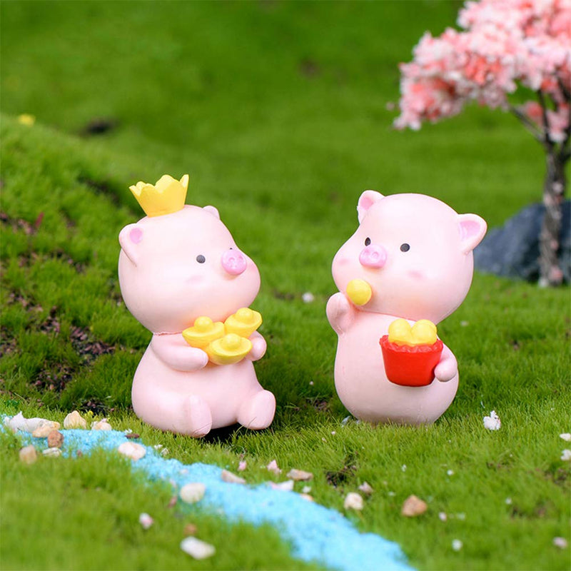 12 Pcs Pink Pig Figure Animal Toys Set Cake Topper, Micro Landscape Decor Fairy Garden Miniature Piggy Figurines Collection Playset for Christmas Birthday Gift Desk Decorations - PawsPlanet Australia