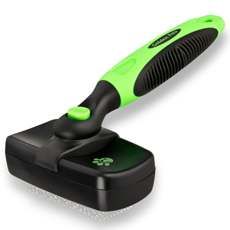 Golden Pets Self-cleaning dog brush & cat brush I Improved version I Suitable for short to long hair I Small - large animals I Quick cleaning I + care manual For small - medium animals - PawsPlanet Australia