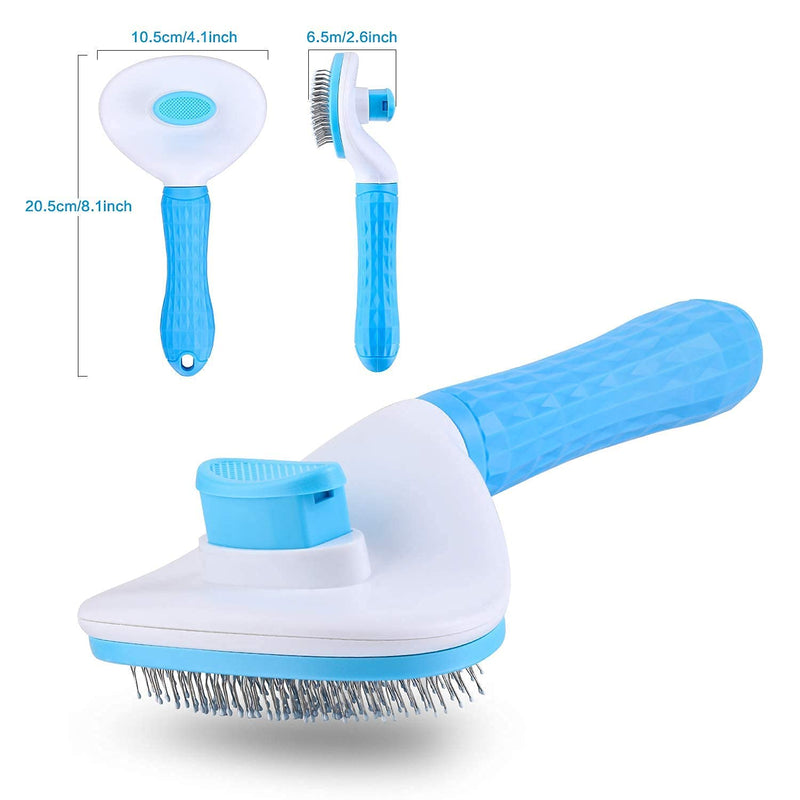 Cat Grooming Brush, Pets Slicker Brushes Dogs Self Clean Brush for Shedding One Button Removes Loose Undercoat Mats Tangled Hair Grooming Brush for Pet Massage-Self Cleaning (Blue) - PawsPlanet Australia