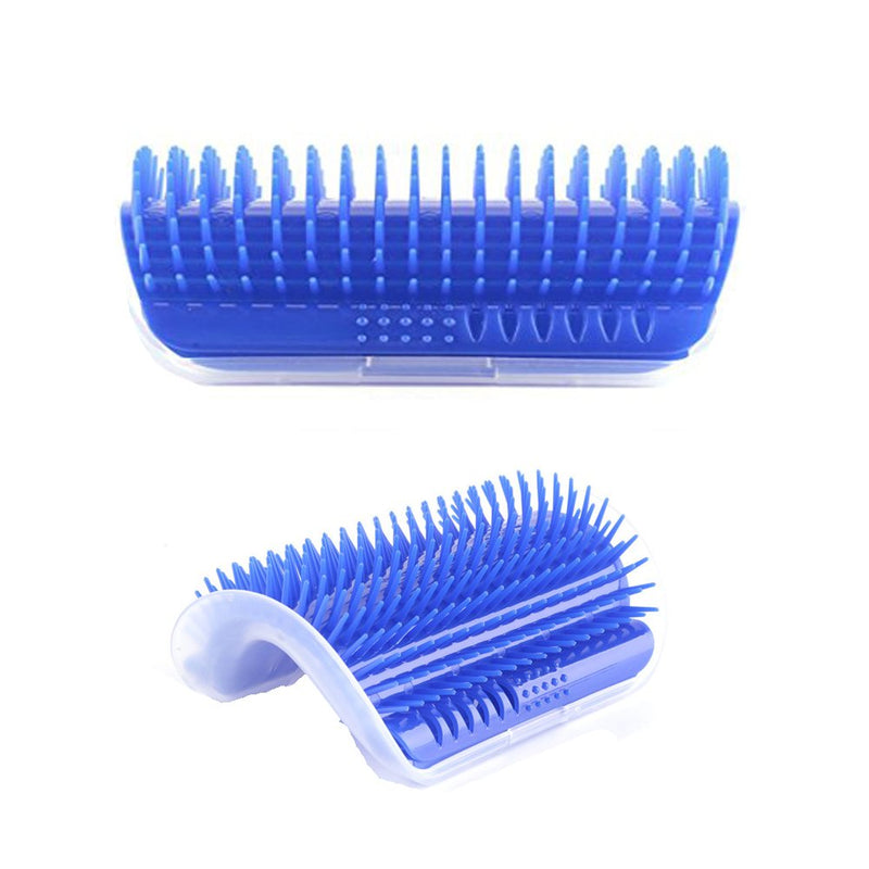 [Australia] - Homiego Cat Self Groomer with Catnip, Cat Corner Massage Brush Grooming Comb Toy Tool for Cats with Long & Short Fur (Blue) 