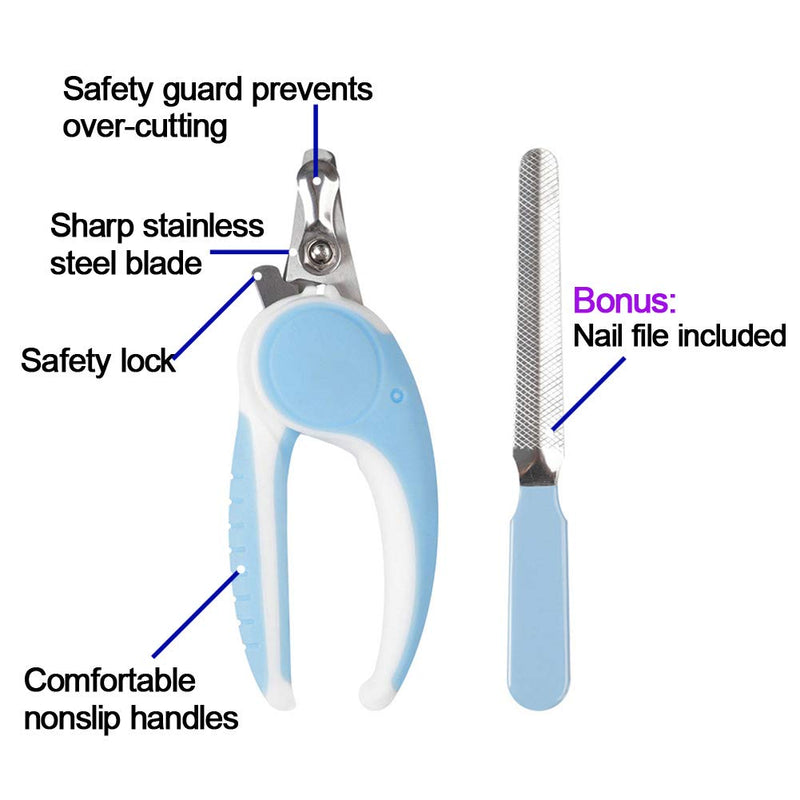 [Australia] - Novicey Dog Nail Clippers,Dog Nail Trimmer with Safety Guard to Avoid Over,Stainless Steel Razor Sharp Blades,Professional Grooming Tool at Home for Small Breed Dogs Cats Blue 