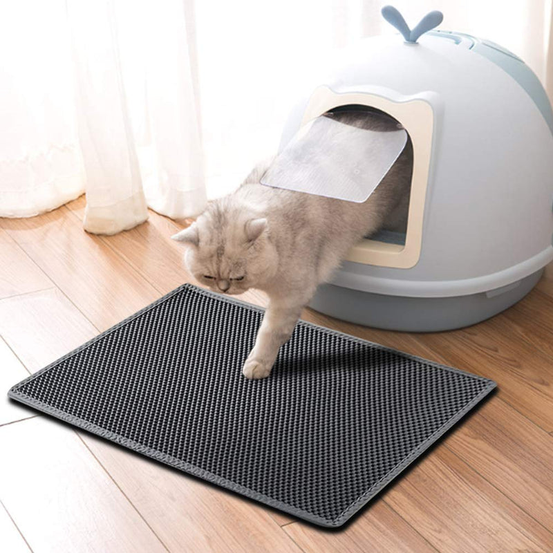 kaxionage Cat Litter Mat Litter Trapping, 15" X 24" Inch Kitty Litter Mat,Honeycomb Double-Layer Design Waterproof Urine Proof Material, Easy Clean Scatter Control (Grey) Grey - PawsPlanet Australia