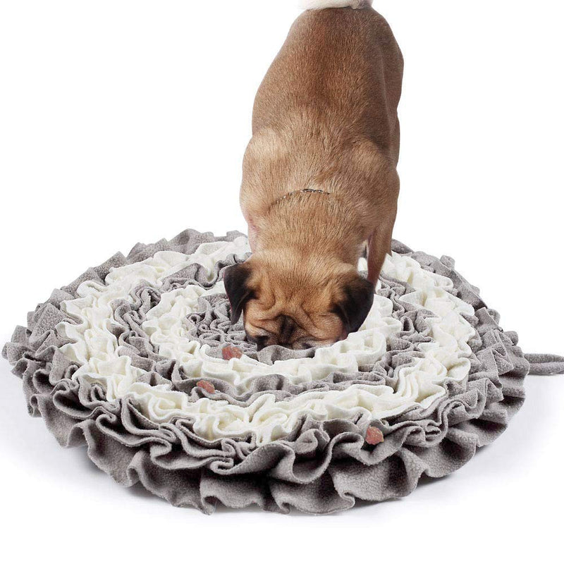 2021 Upgrade Pet Dog Snuffle Mat, Flower Shape Hand Woven Dog Sniffing Pad Training Slow Feeding Mat Pet Activity Play Mat for Foraging Skill Stress Release, Machine Washable, 44cmx44cm(Grey/White-2) Grey/White-2 - PawsPlanet Australia
