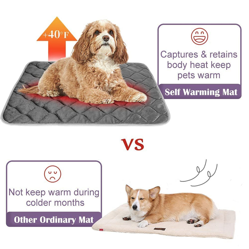Self Heating Cat Mat Thermal Pet Bed Mat Self-Warming Pet Crate Pad - 50x40cm S 50x40cm Grey - PawsPlanet Australia