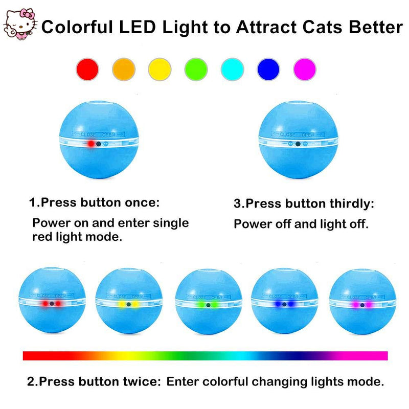 Interactive Cat/Dog Toys Ball Automatic Self Rotating Cat Toy Red & Colorful LED Cat Exercise Ball with Feather Bell and Catnip USB Rechargeable Kitten Toys Gifts for Cats/Dogs Newest Version (Blue) Blue - PawsPlanet Australia
