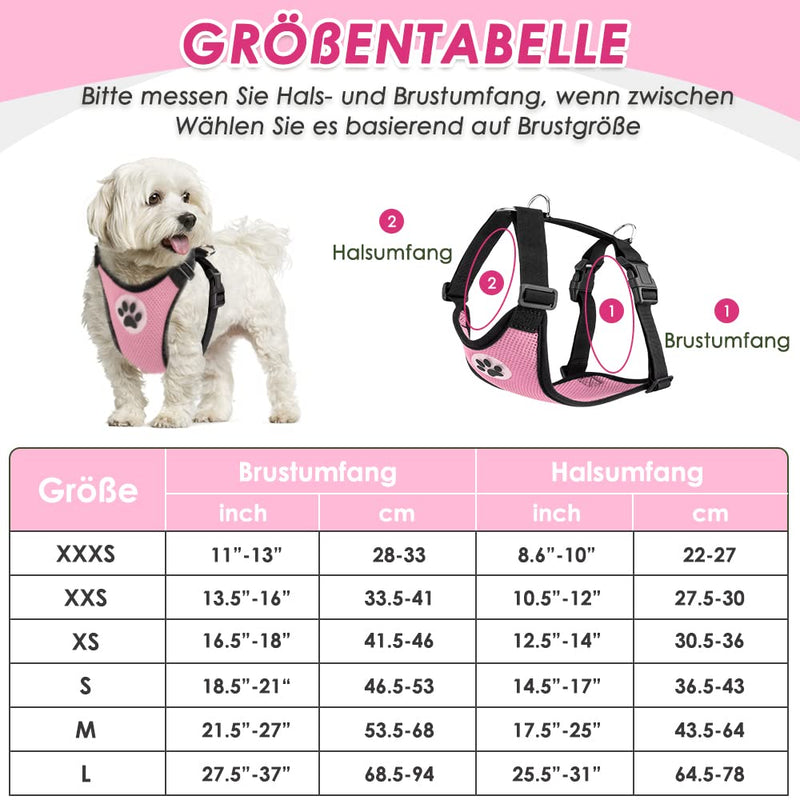 Eyein Dog Harness with Seat Belt for Car, 2 Carabiner Hooks - Connected to Seat Belt Buckle, Child Safety Seat or Trunk, Adjustable Breathable Harness (Pink, M) Pink - PawsPlanet Australia