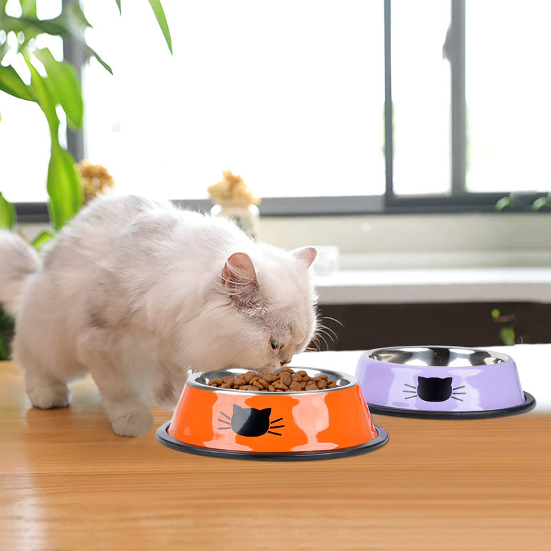 [Australia] - Legendog 3PCS Pet Bowl Stainless Steel Non-Skid Base Dog Bowl Cat Bowl with 2 Food Scoop GreenandOrangeandPurple 